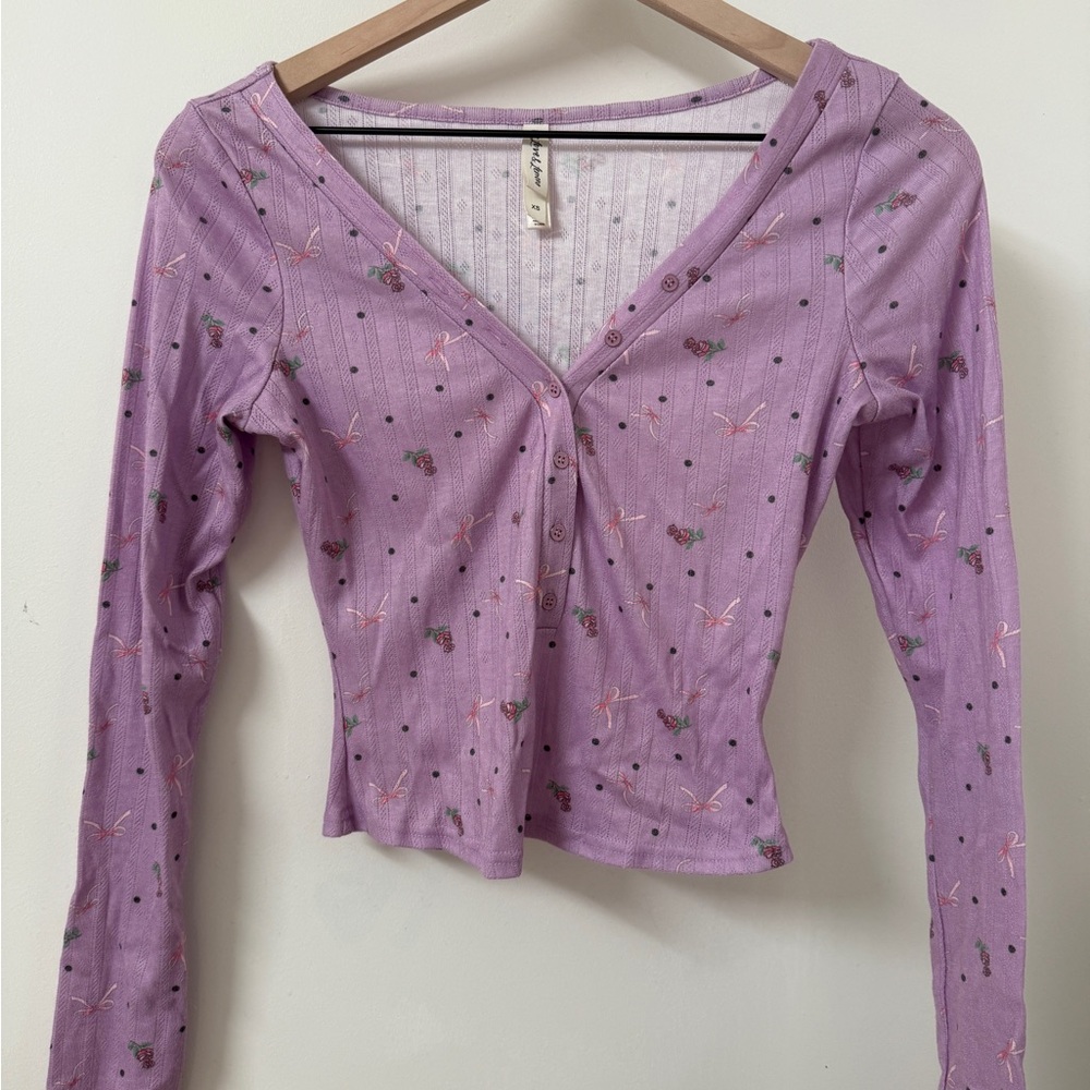 For Love & Lemons Floral Bow Knit Top